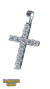 Croix en or blanc 14k (Diamants)