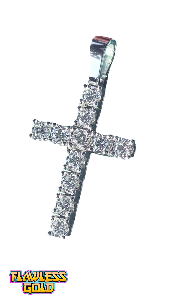 14k white gold cross (Diamonds)