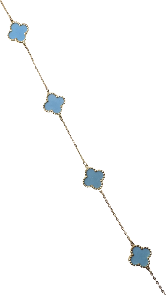 Bracelet avec trèfle bleu ciel